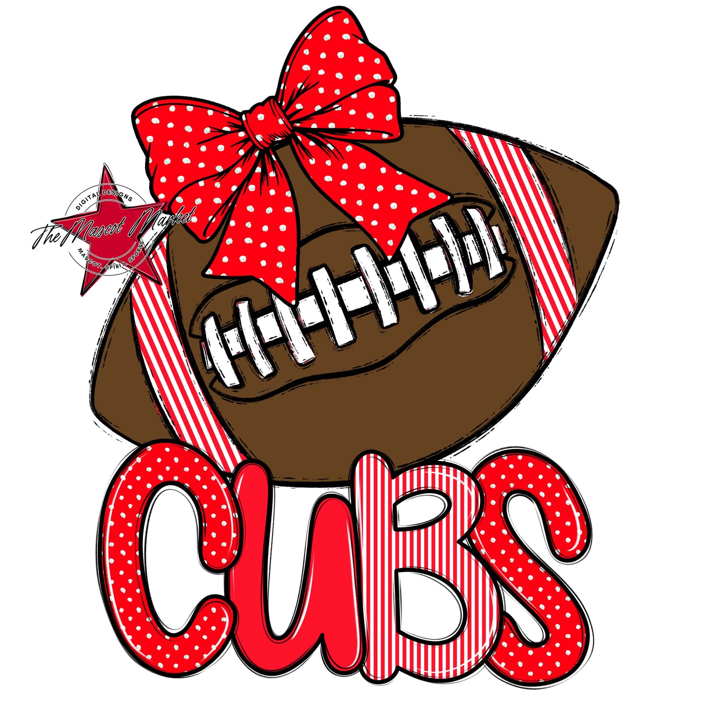 Cubs Football Spirit Design-Bright Red