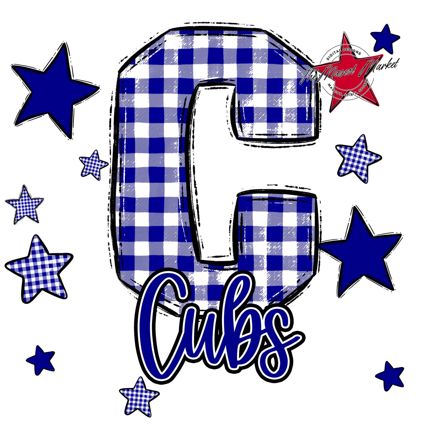Cubs Plaid Star Design-Blue