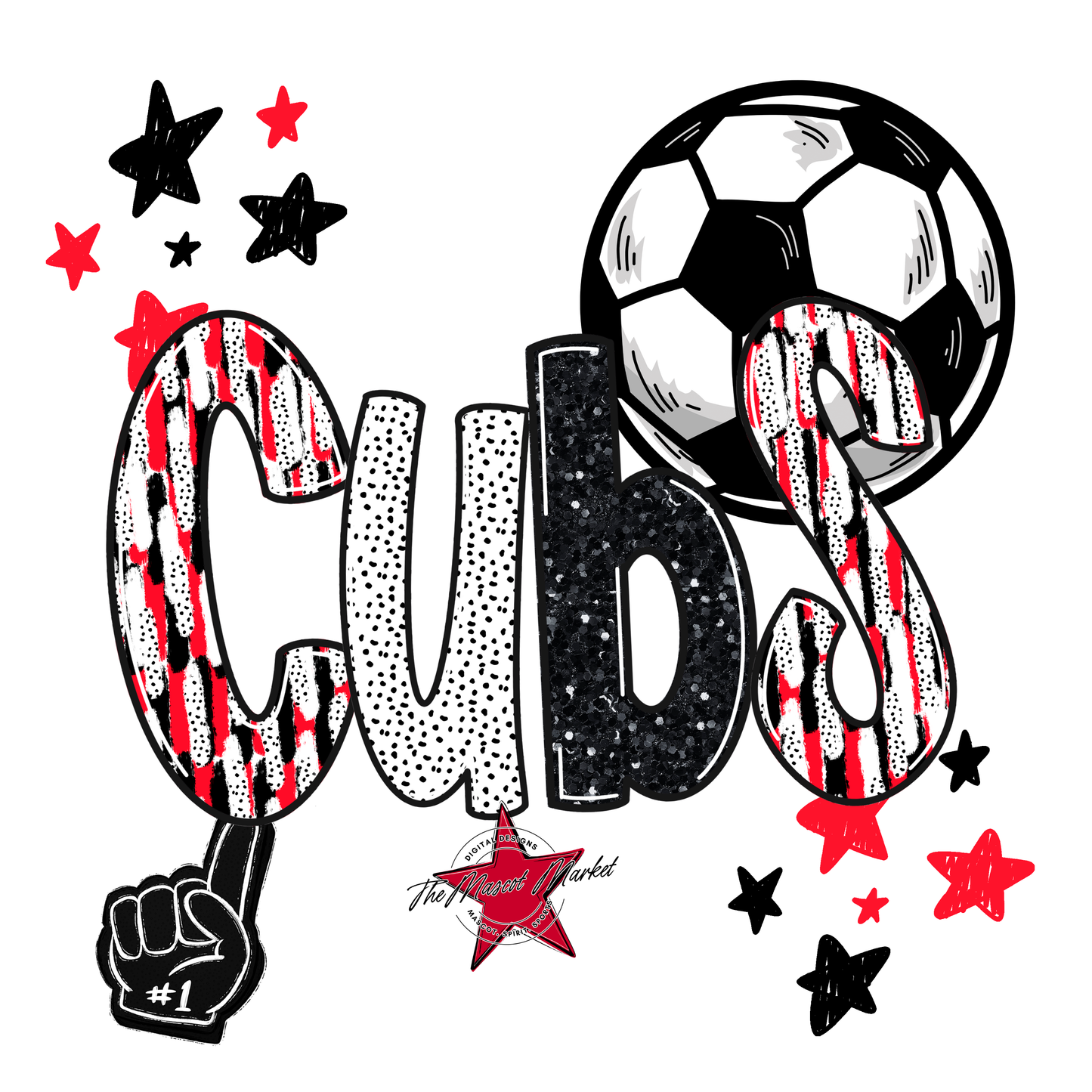 Cubs Soccer Scrape-Bright Red