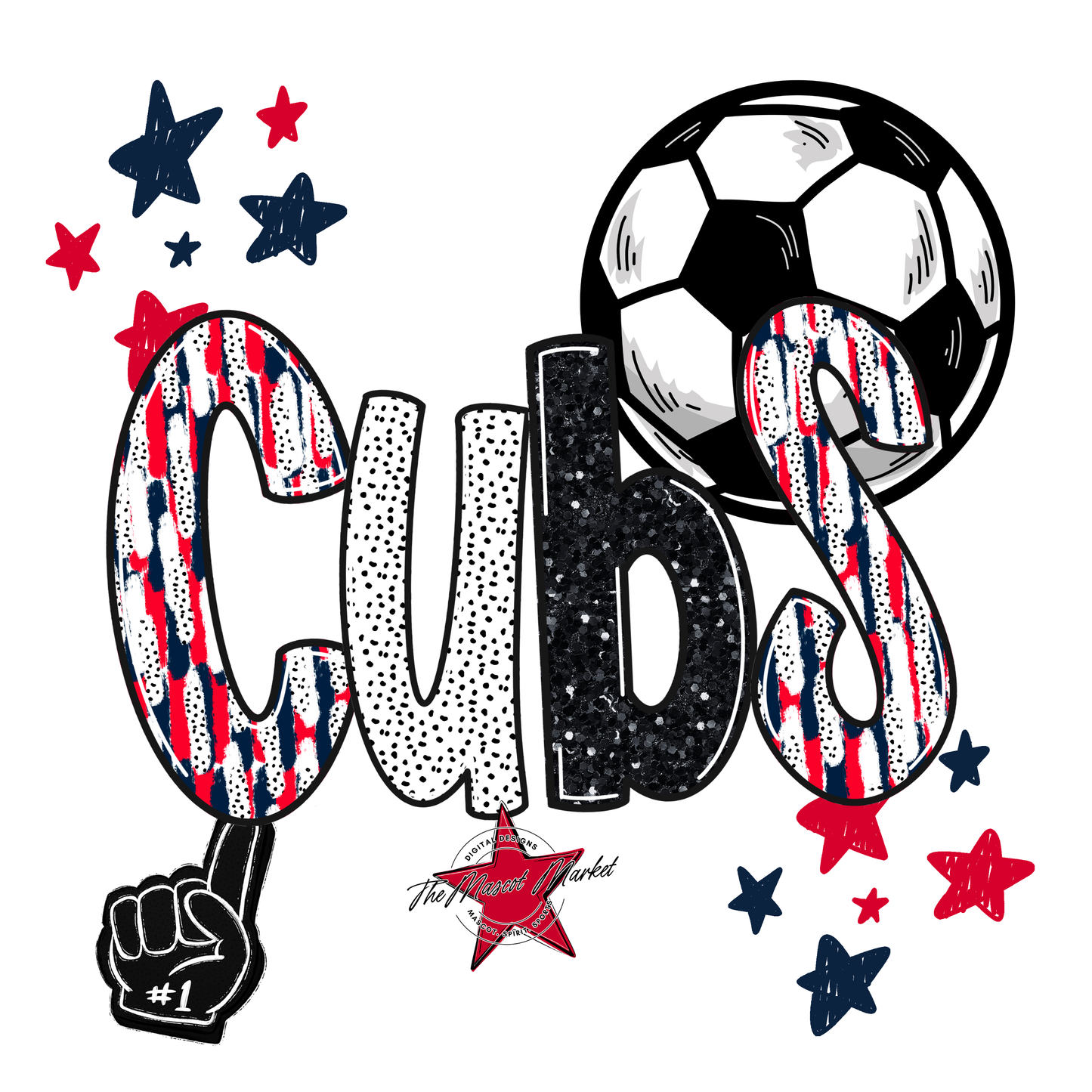 Cubs Soccer Scrape-Navy-Red