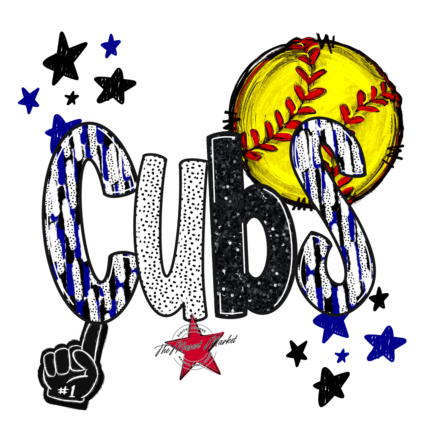 Cubs Softball Scrape-Blue