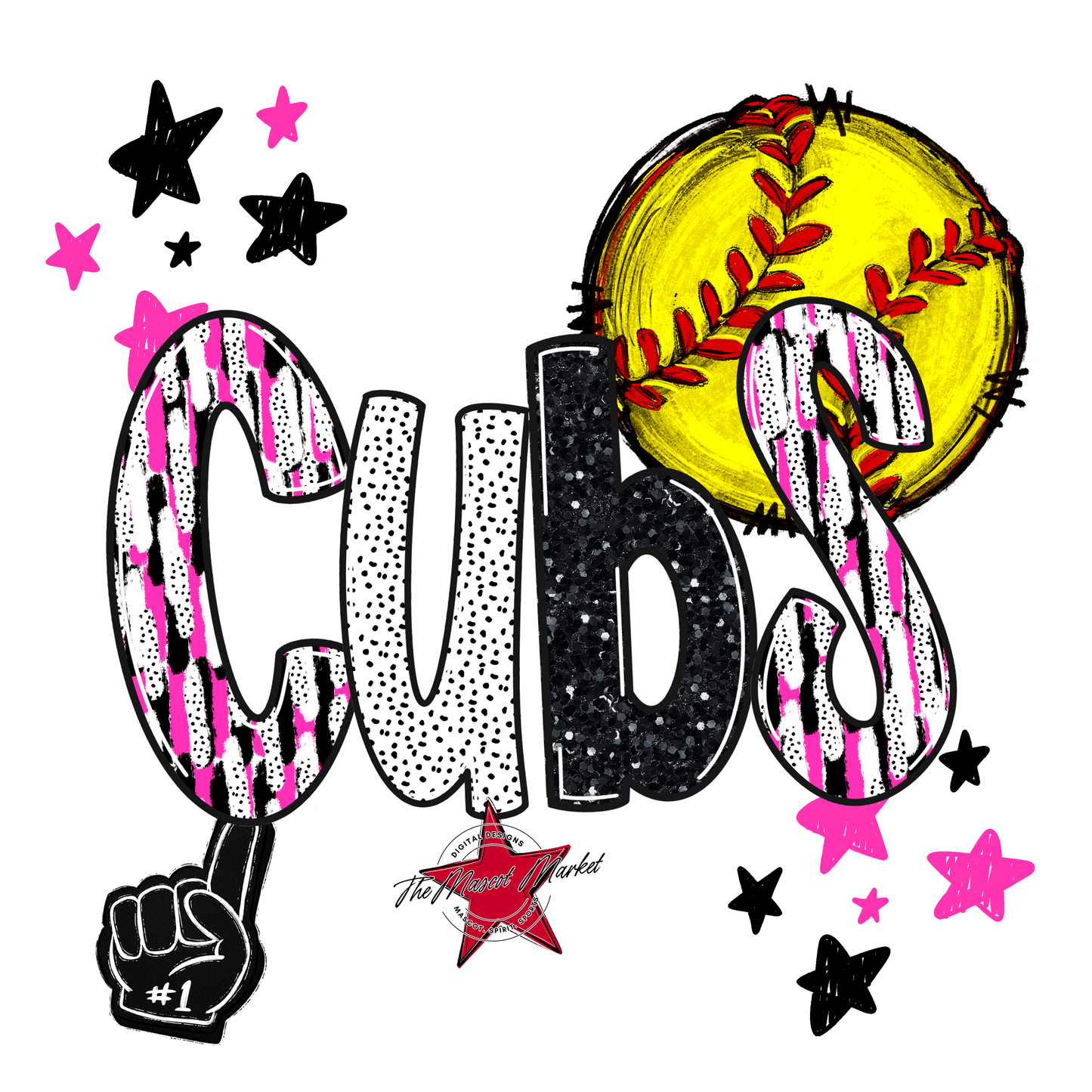 Cubs Softball Scrape-Pink