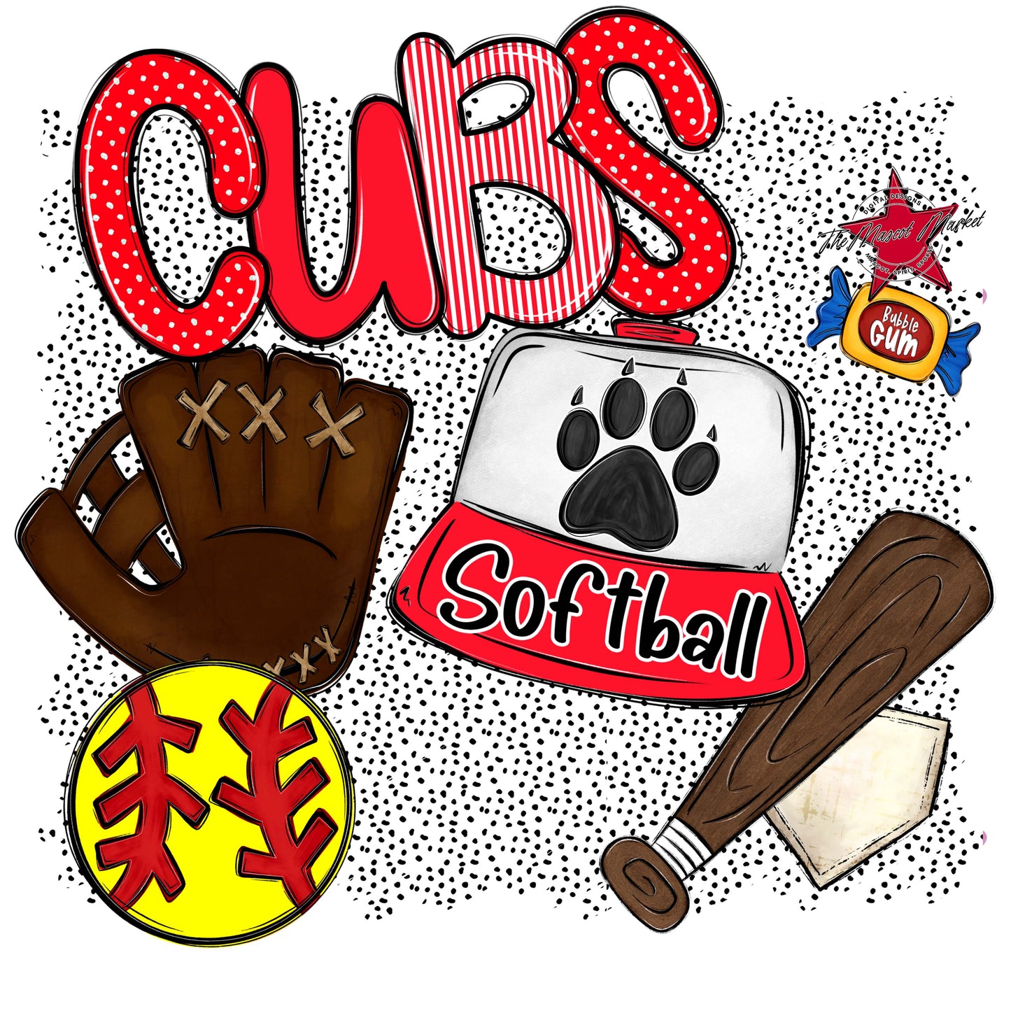 Cubs Softball Spirit-Bright Red