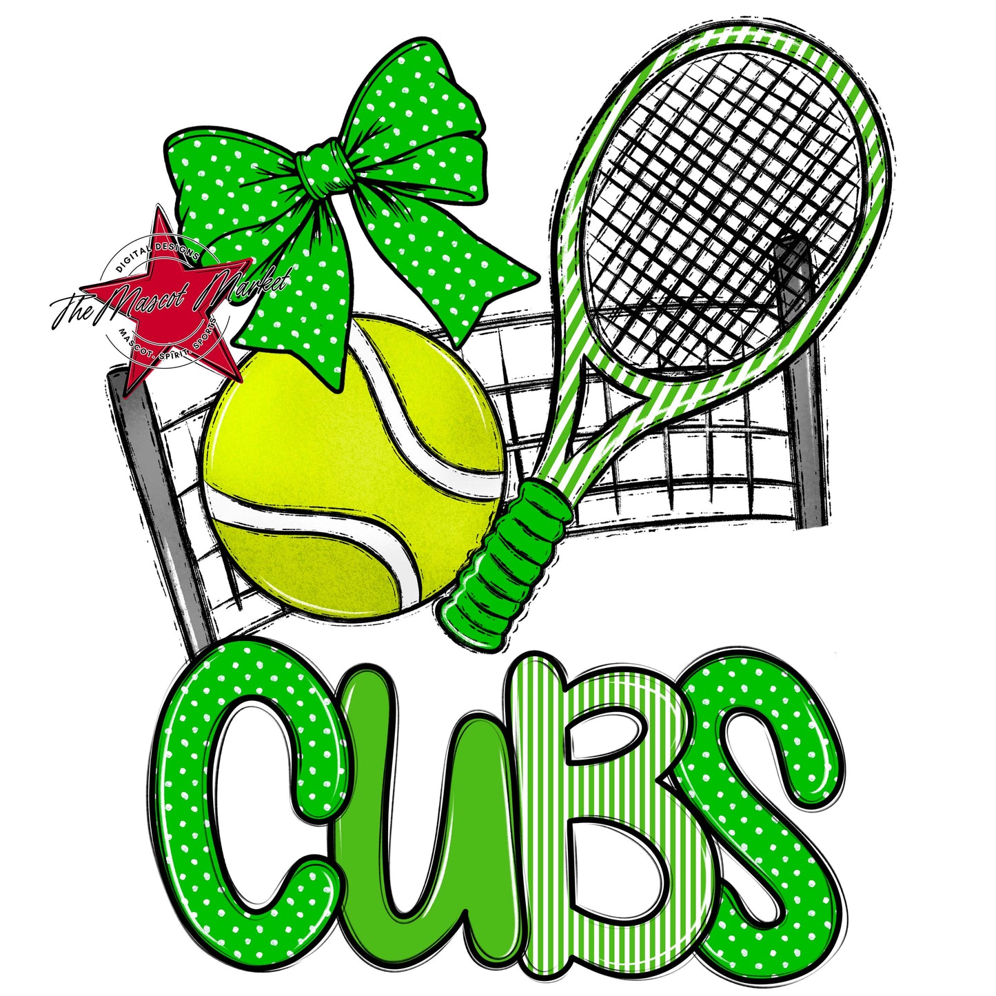Cubs Tennis Spirit Design-Bright Green