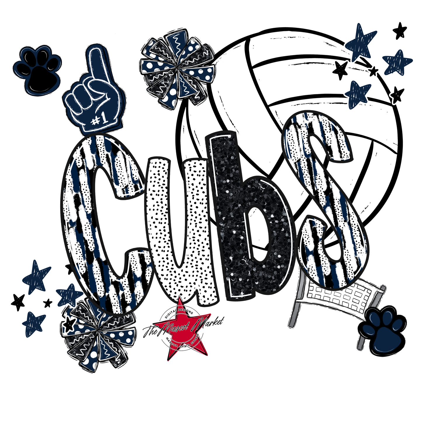 Cubs Volleyball Scrape-Navy