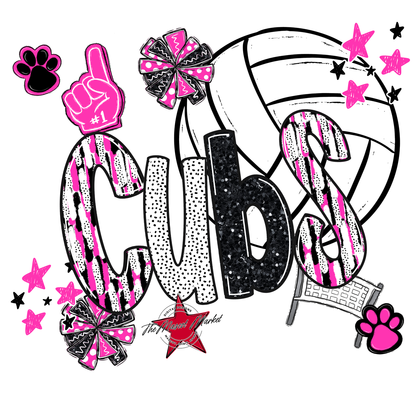 Cubs Volleyball Scrape-Pink