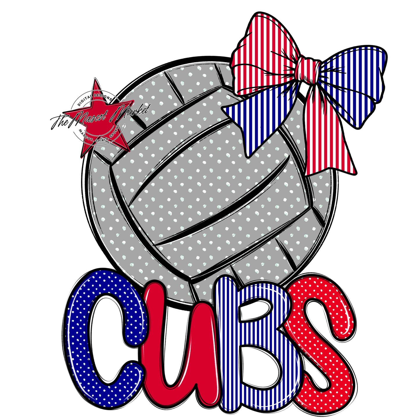 Cubs Volleyball Spirit Design-Blue & Red