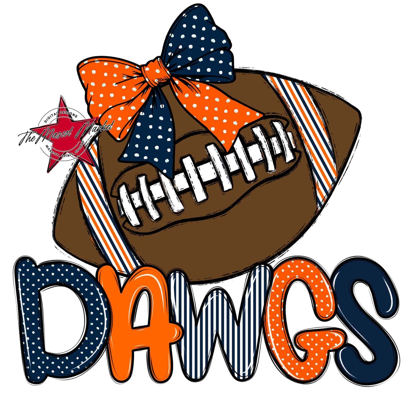 Dawgs Football Spirit Design-Navy & Orange