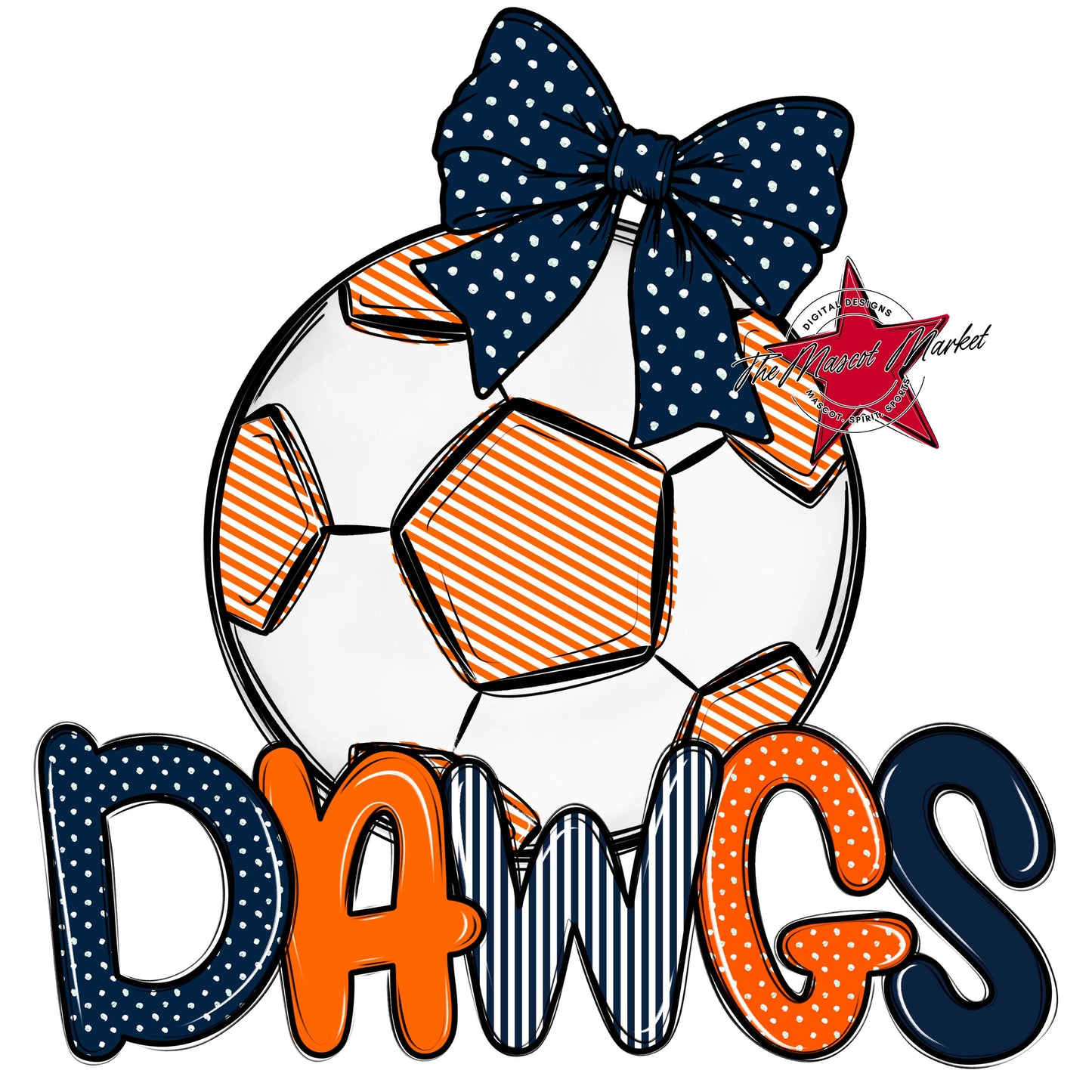 Dawgs Soccer Spirit Design-Navy & Orange
