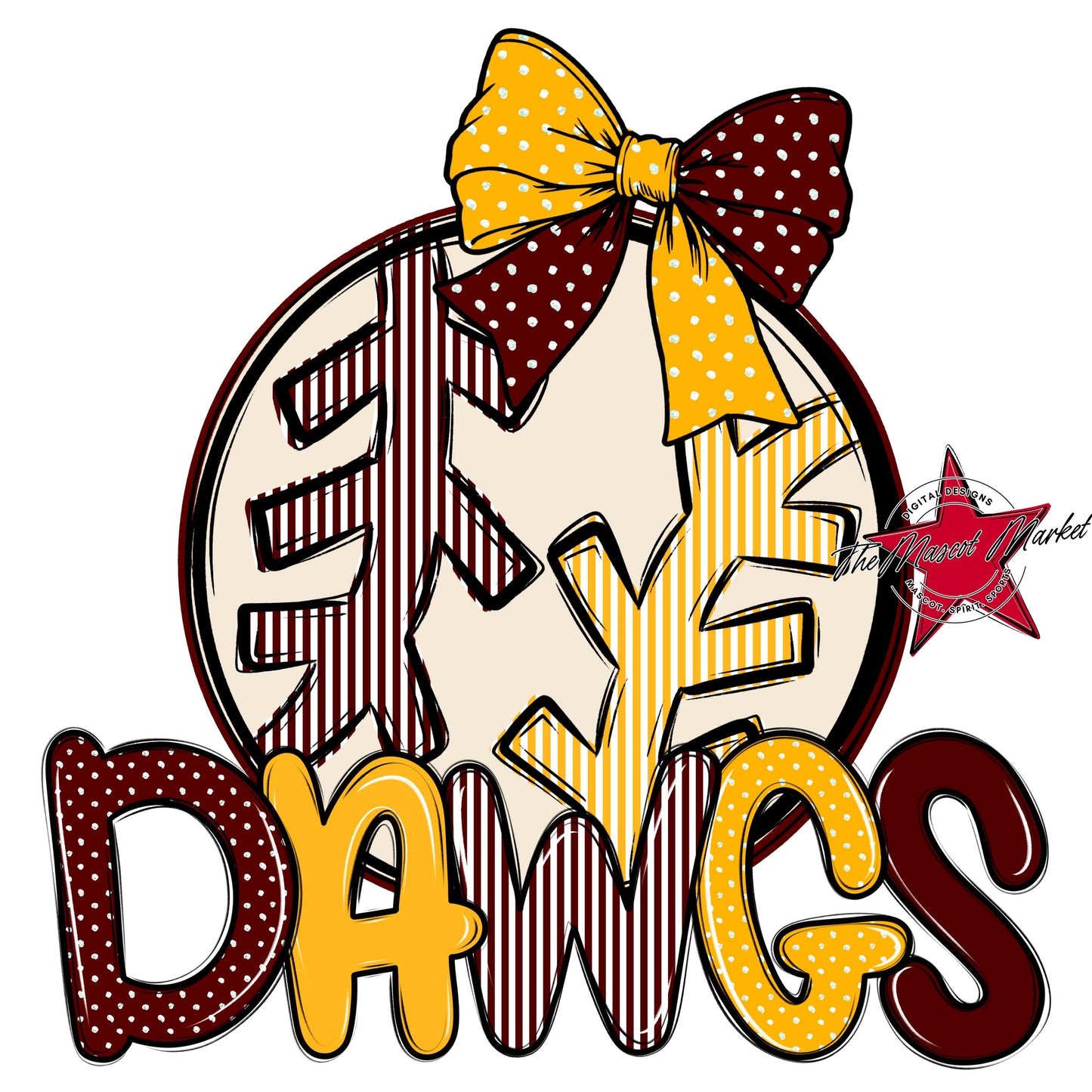 Dawgs Baseball-Softball Spirit Design-Maroon & Yellow