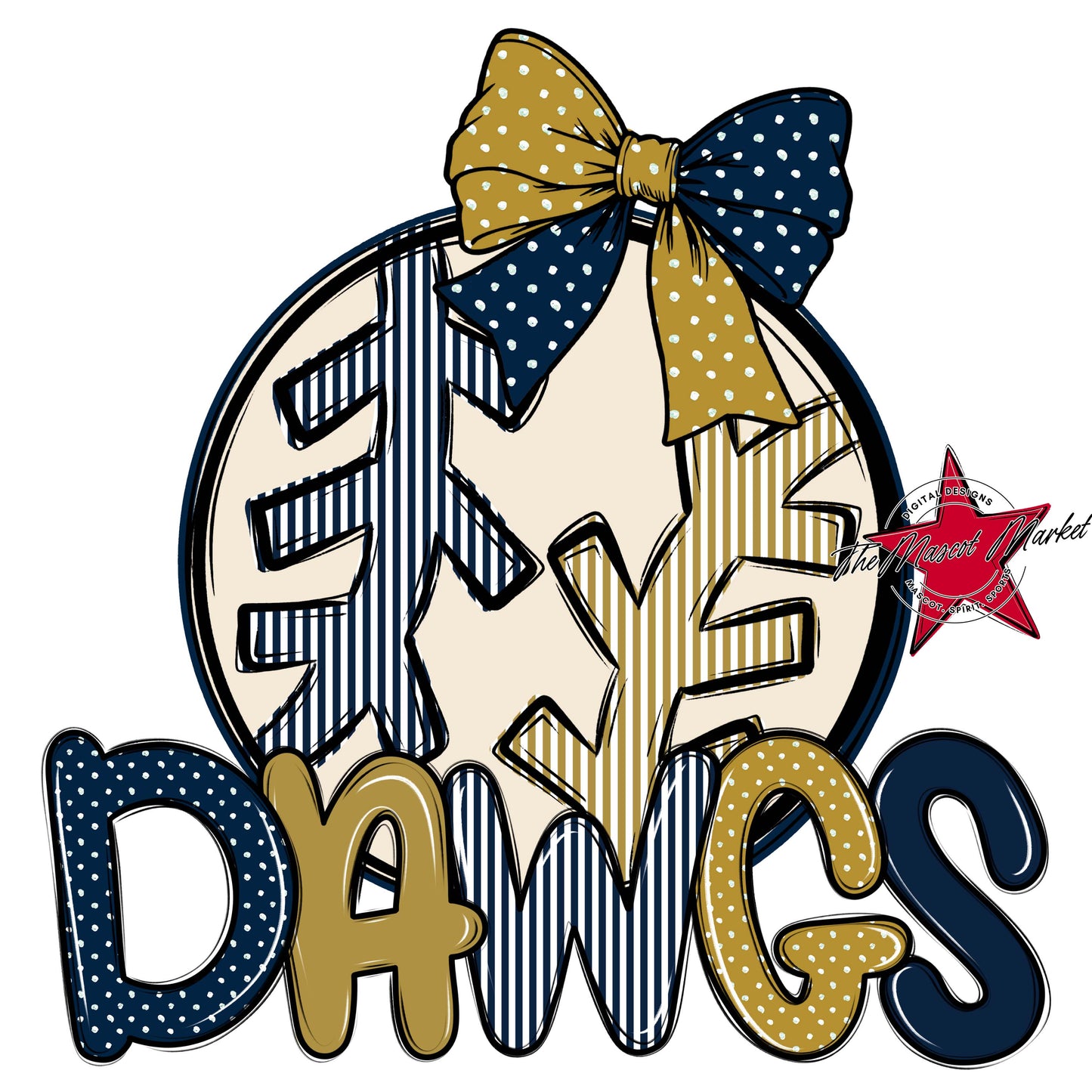 Dawgs Baseball-Softball Spirit Design-Navy & Gold