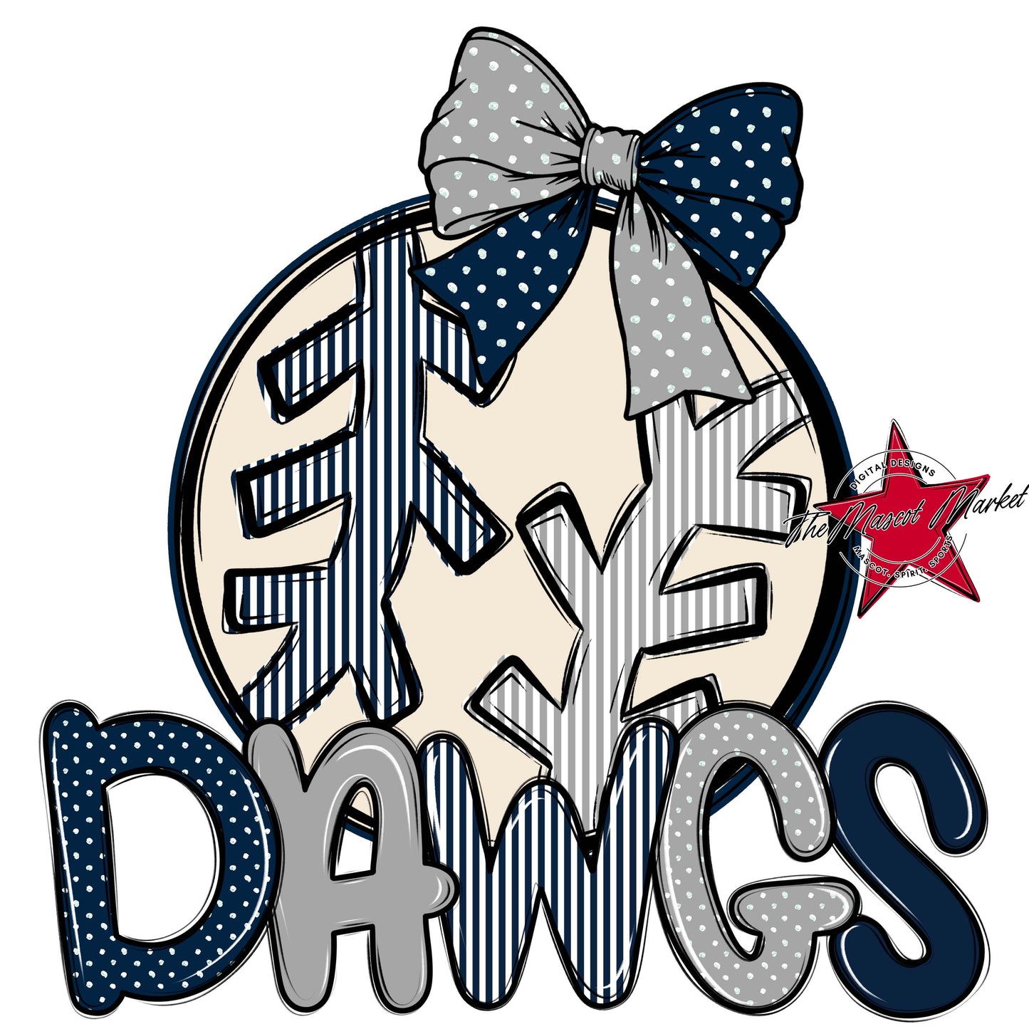 Dawgs Baseball-Softball Spirit Design-Navy & Grey