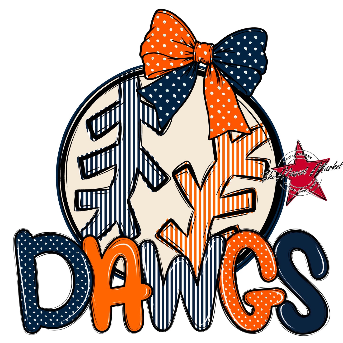 Dawgs Baseball-Softball Spirit Design-Navy & Orange