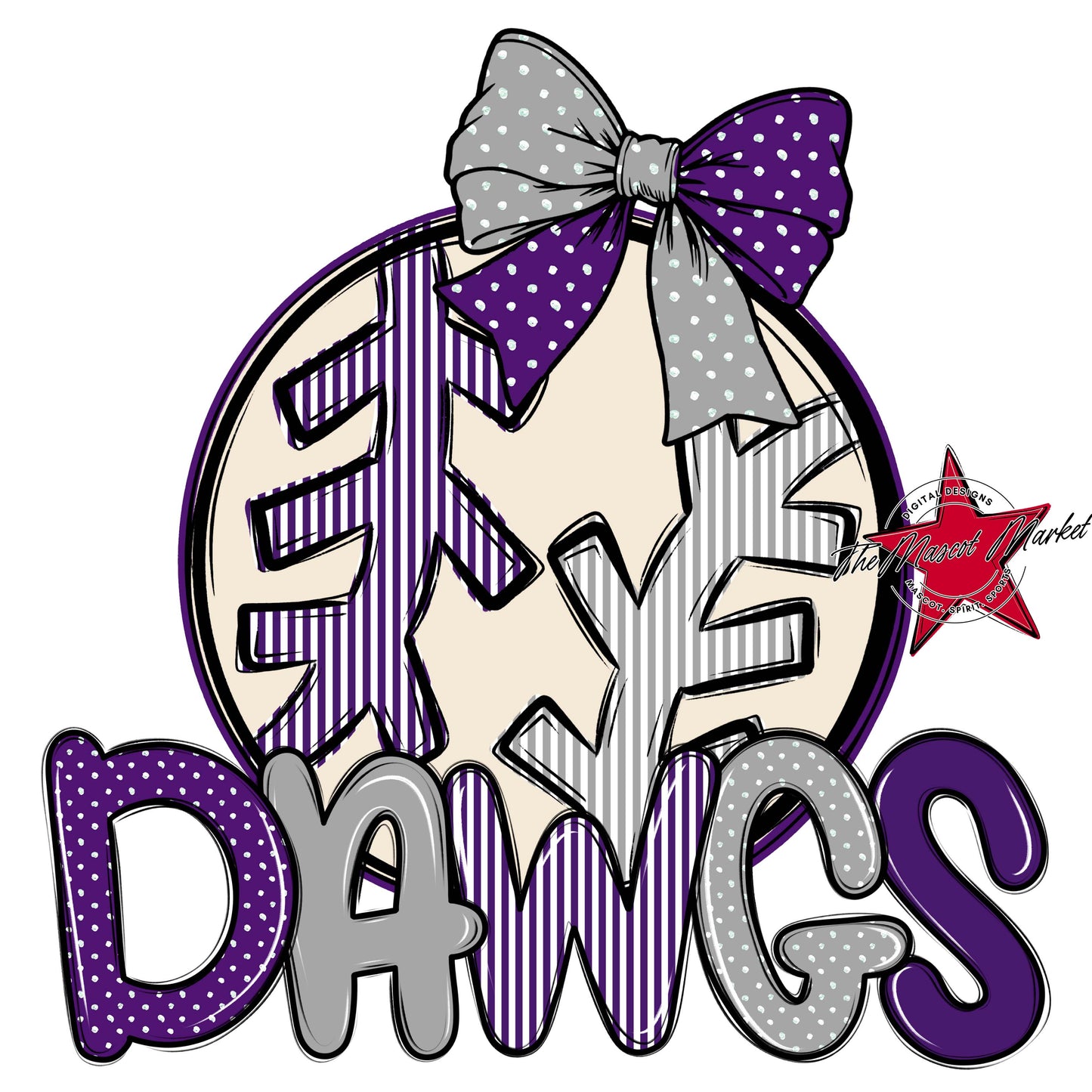 Dawgs Baseball-Softball Spirit Design-Purple & Grey