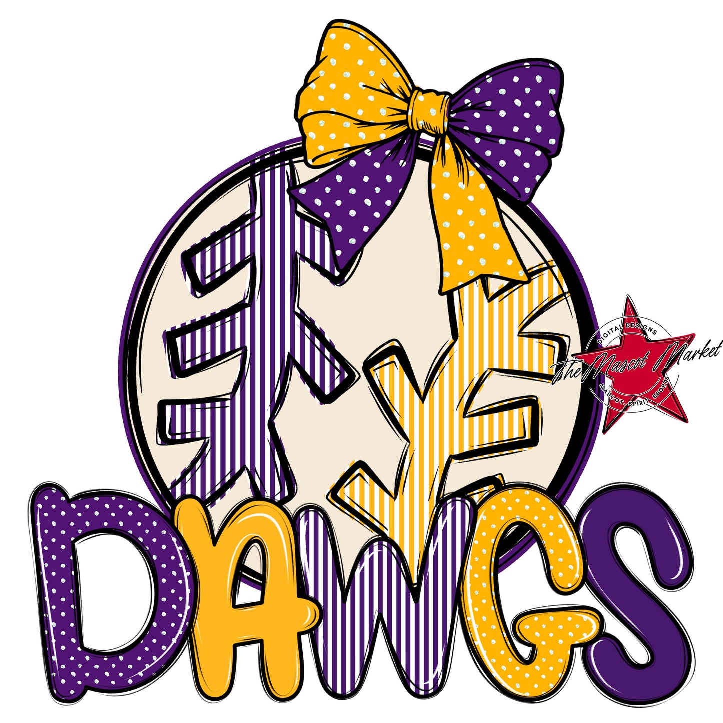 Dawgs Baseball-Softball Spirit Design-Purple & Yellow