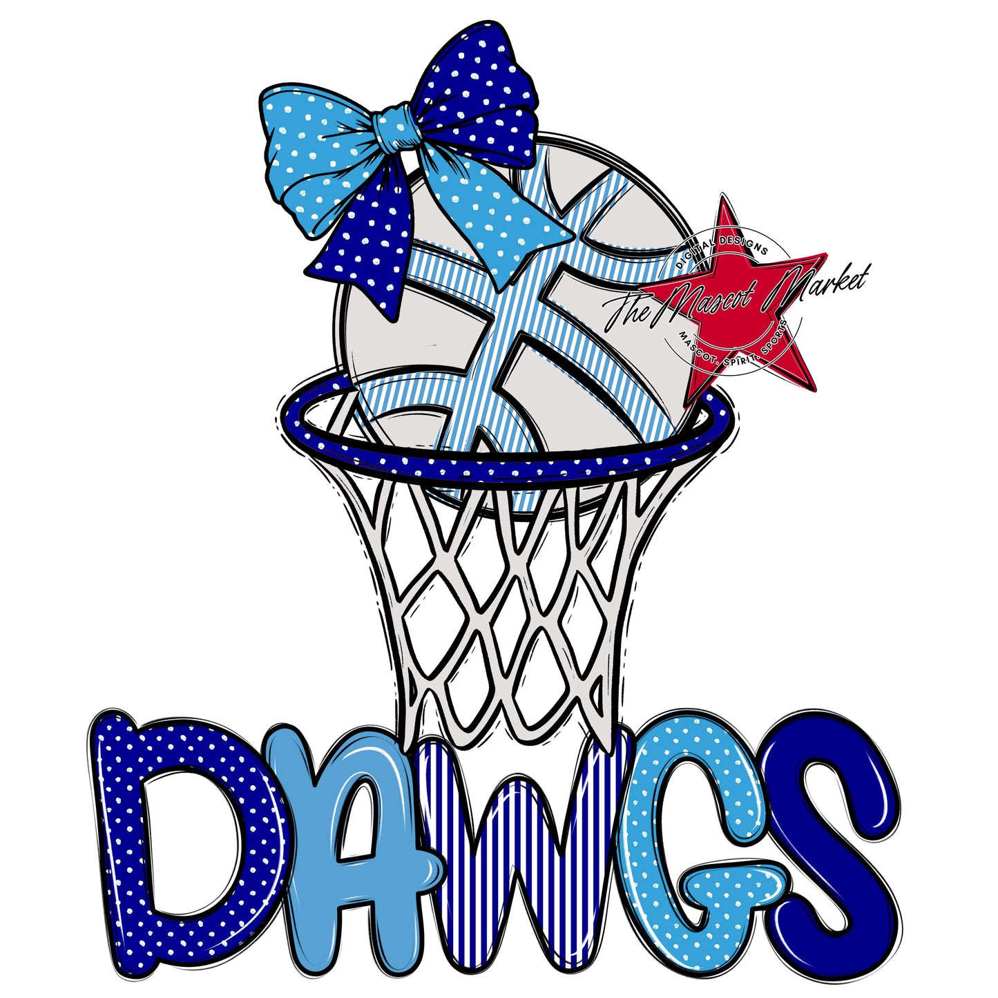 Dawgs Basketball Spirit Design-Blue & Carolina Blue