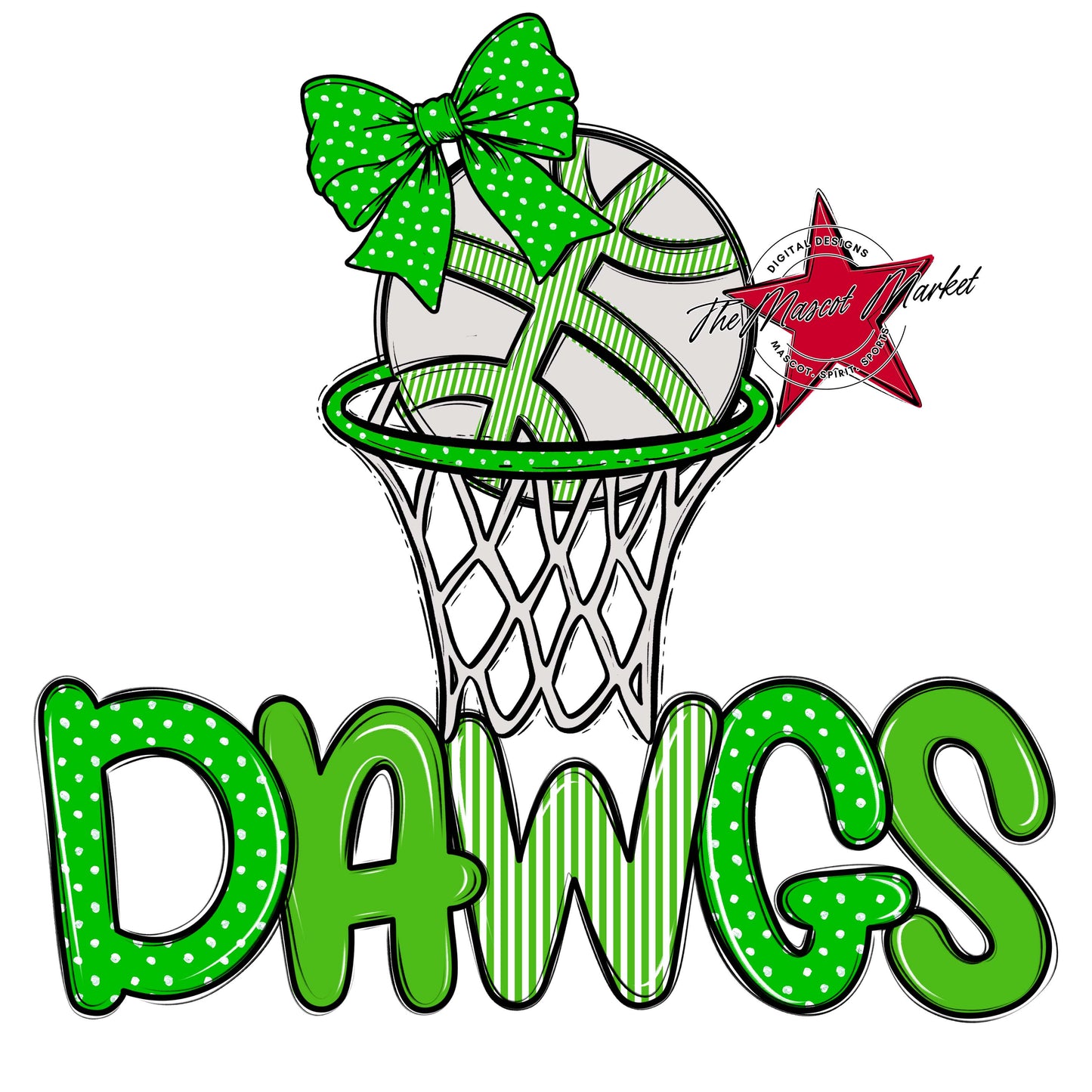 Dawgs Basketball Spirit Design-Bright Green