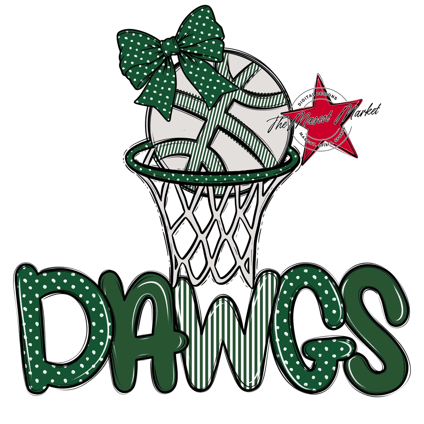 Dawgs Basketball Spirit Design-Green