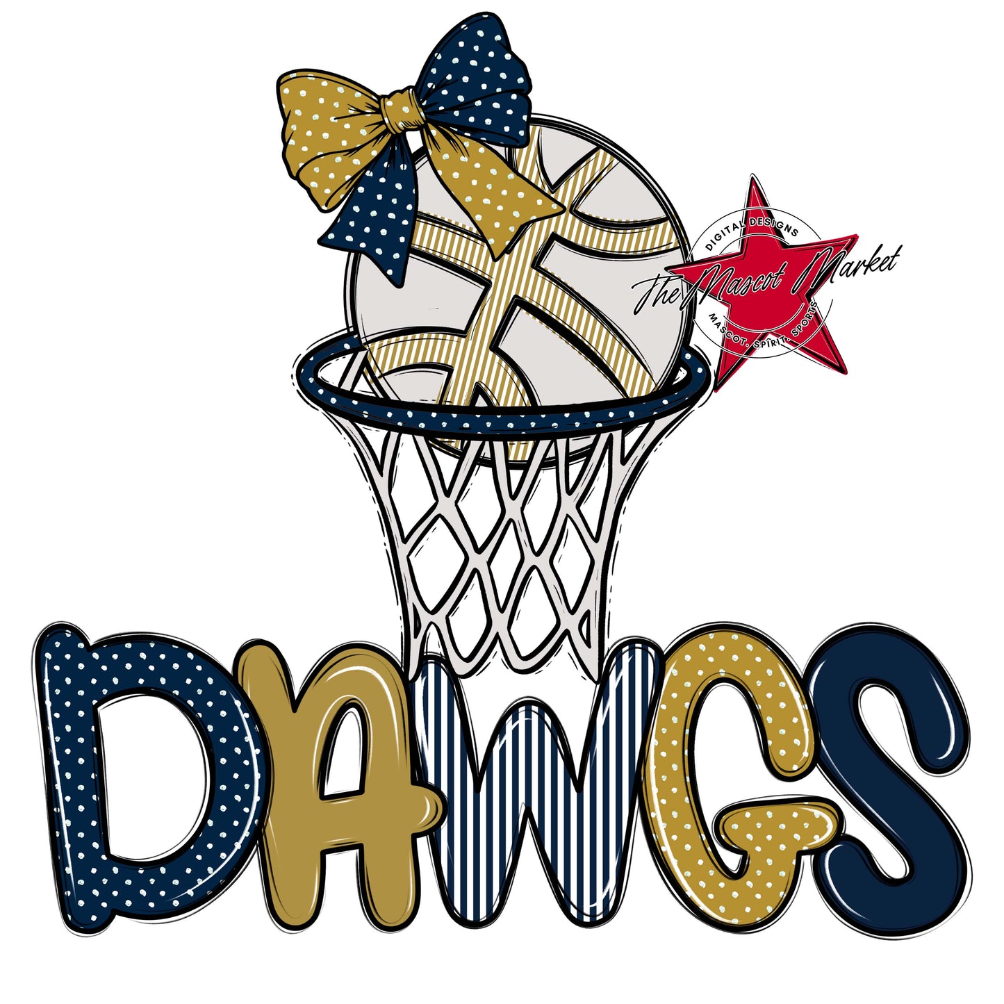 Dawgs Basketball Spirit Design-Navy & Gold