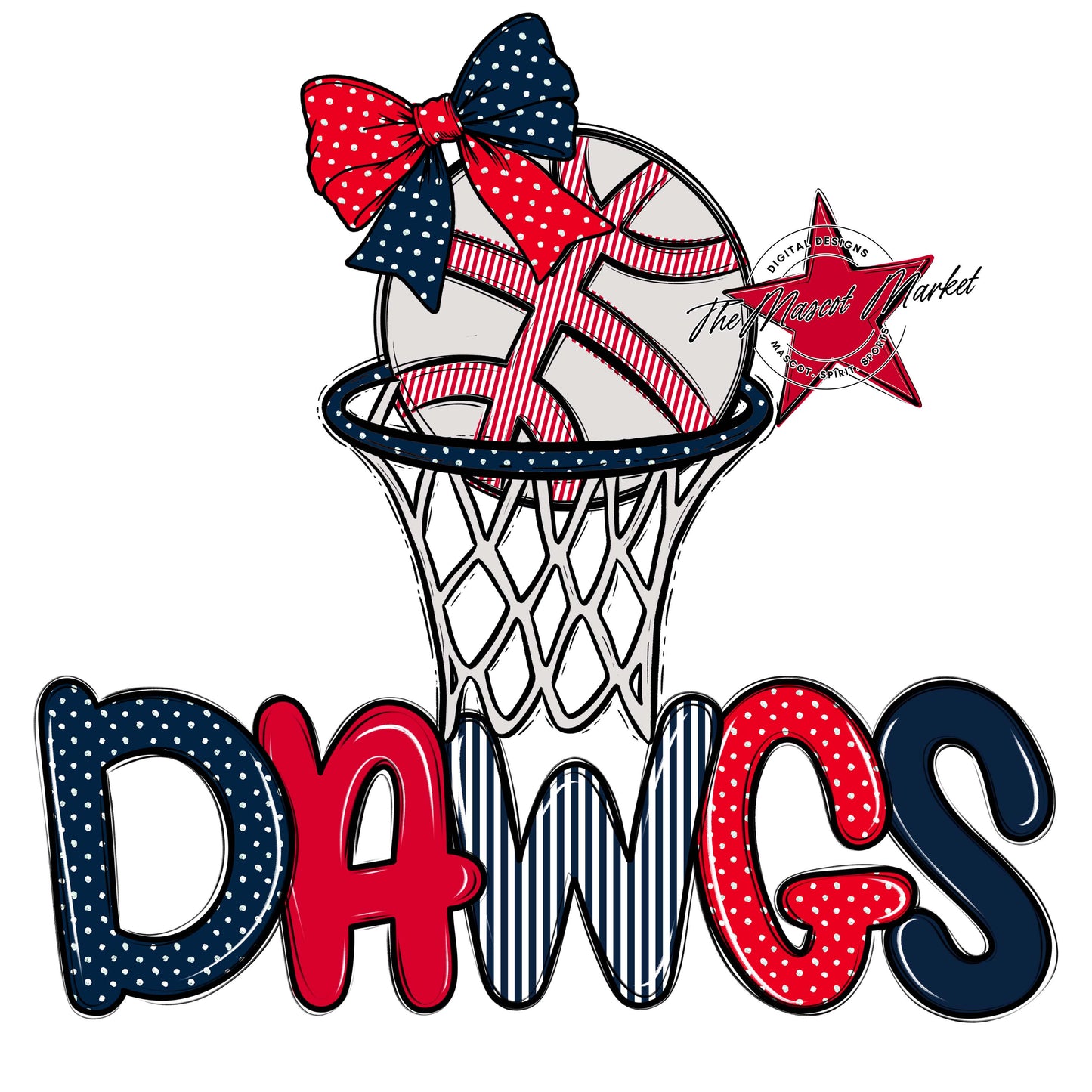 Dawgs Basketball Spirit Design-Navy & Red
