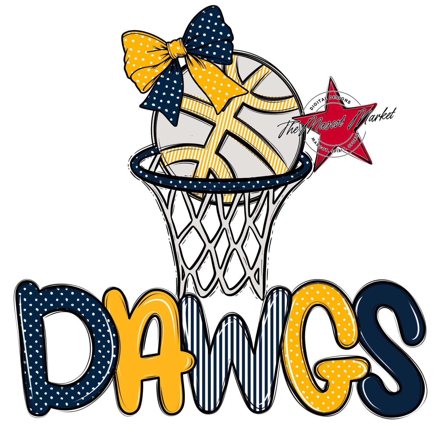 Dawgs Basketball Spirit Design-Navy & Yellow