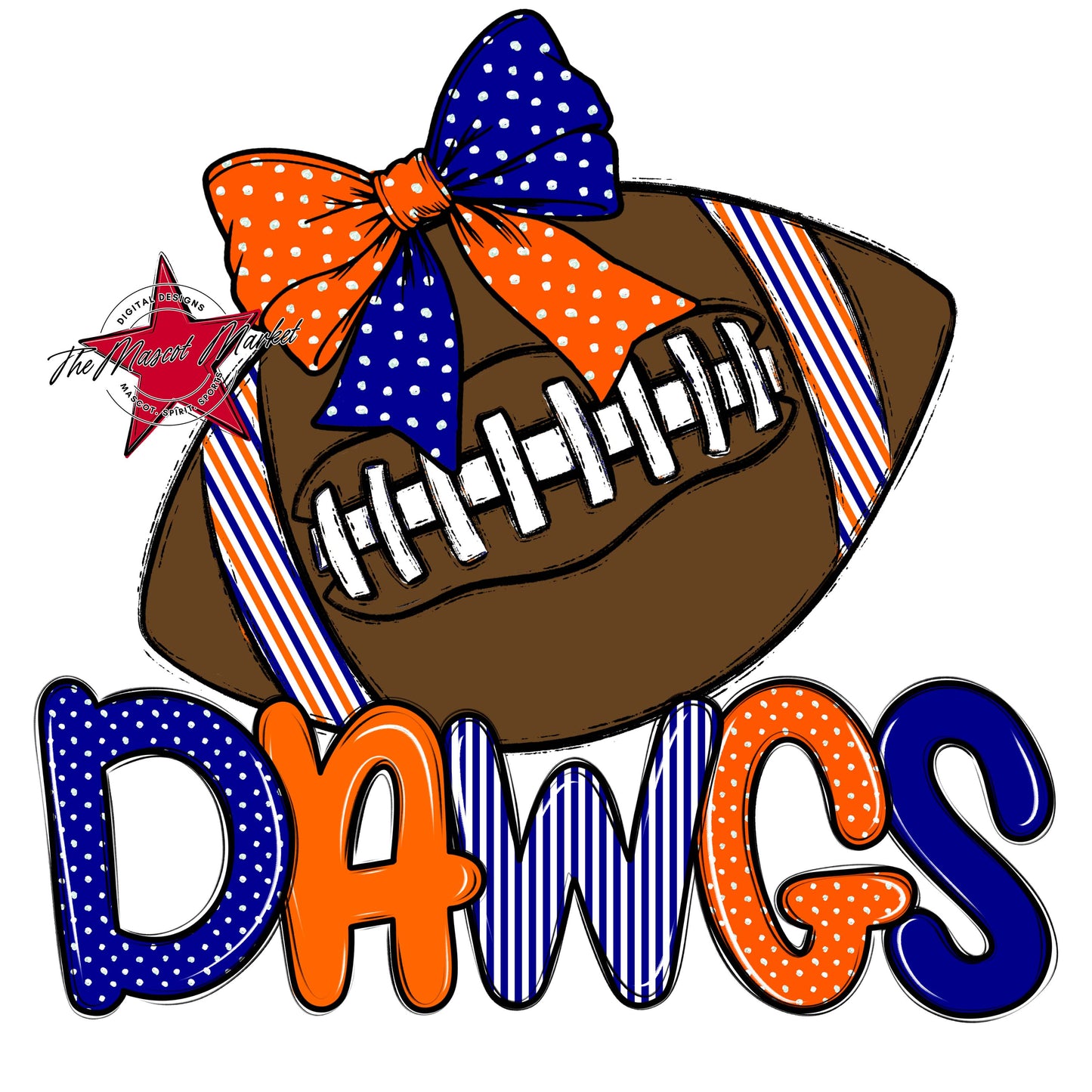 Dawgs Football Spirit Design-Blue & Orange