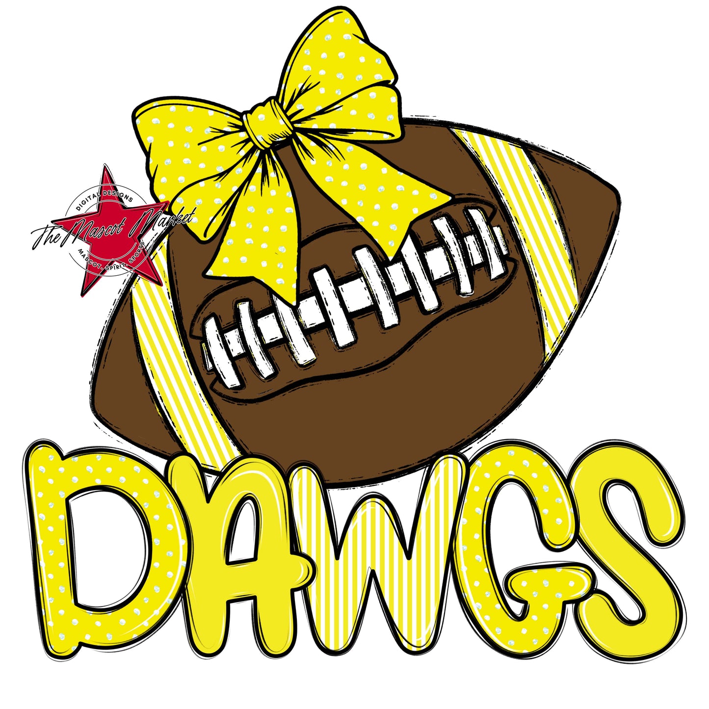 Dawgs Football Spirit Design-Bright Yellow