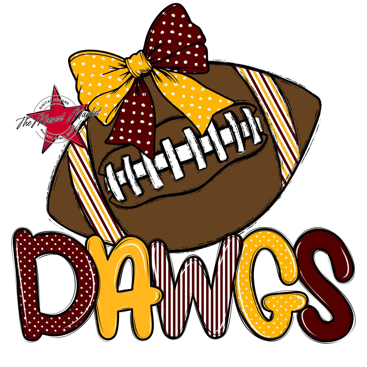 Dawgs Football Spirit Design-Maroon & Yellow