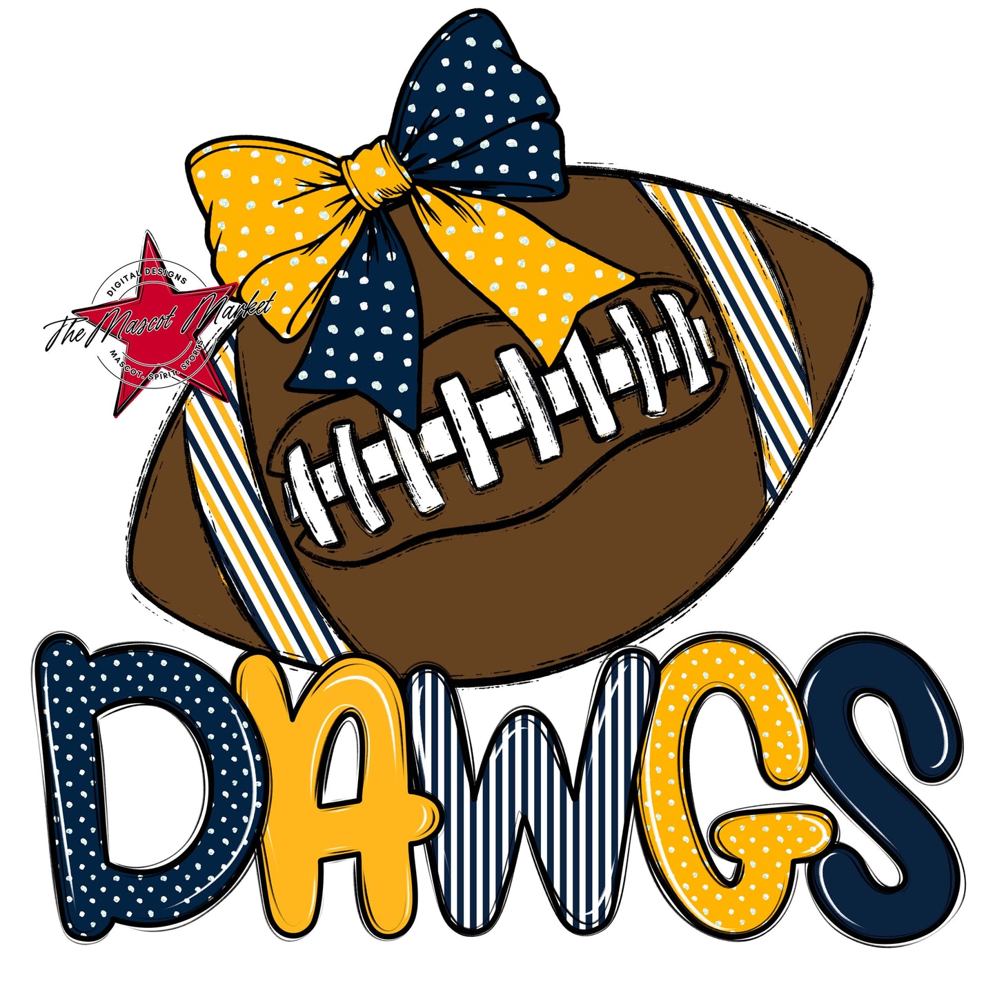 Dawgs Football Spirit Design-Navy & Yellow