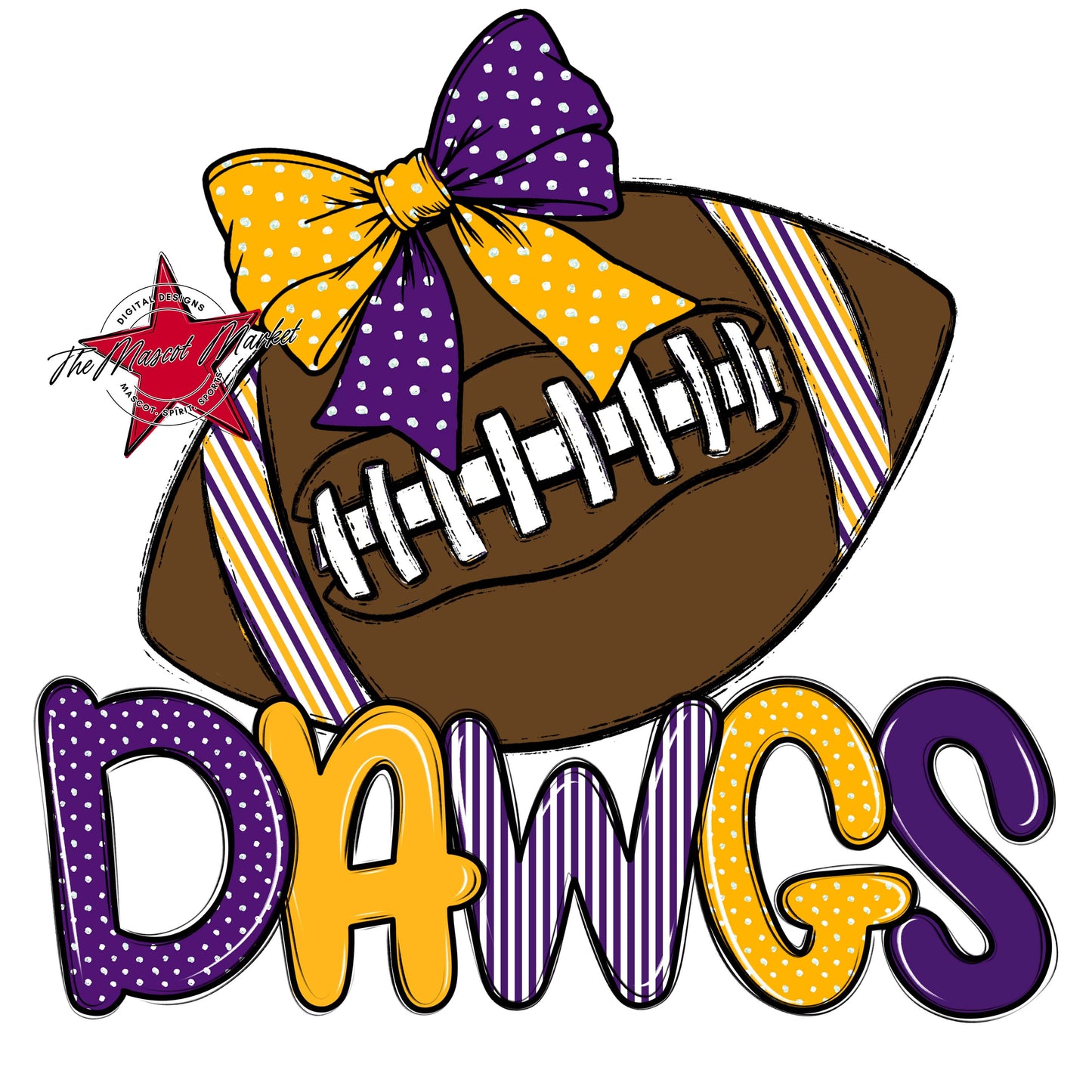 Dawgs Football Spirit Design-Purple & Yellow