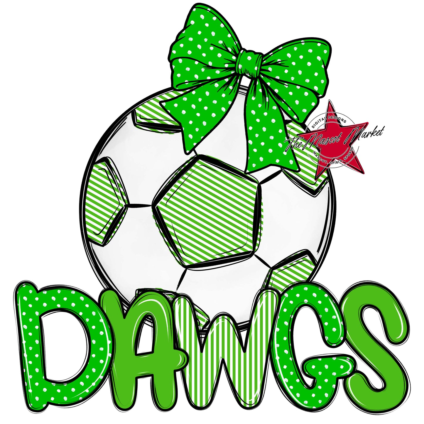 Dawgs Soccer Spirit Design-Bright Green