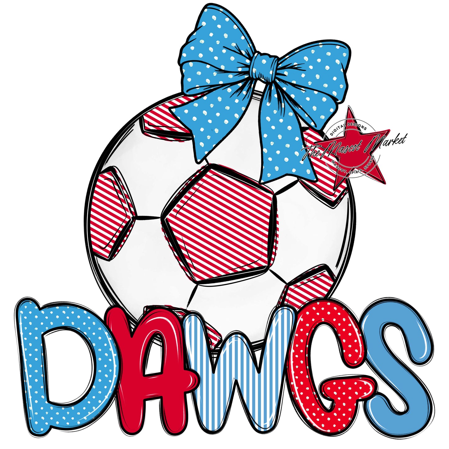 Dawgs Soccer Spirit Design-Carolina Blue & Red