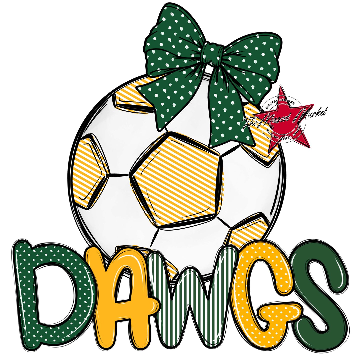 Dawgs Soccer Spirit Design-Green & Yellow