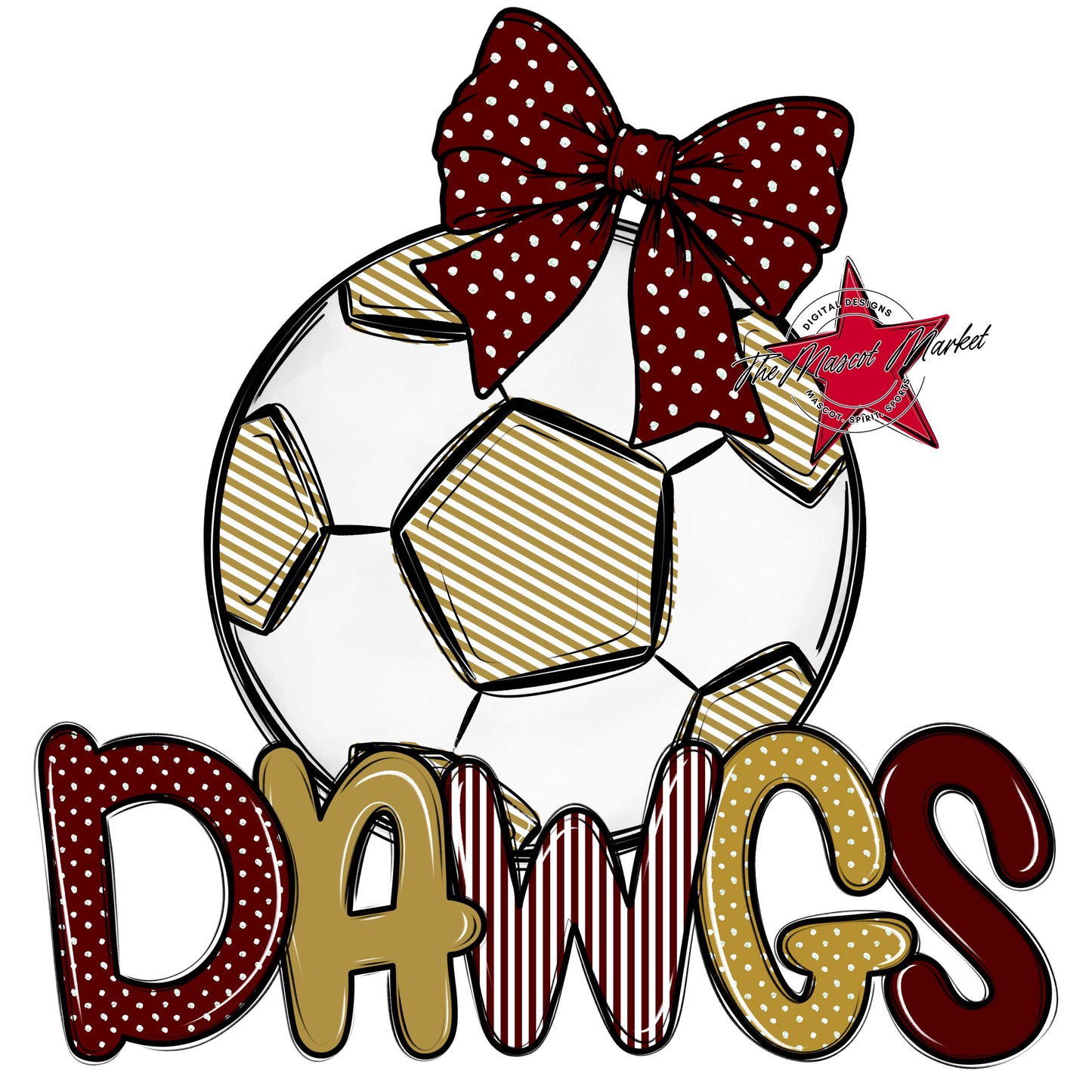 Dawgs Soccer Spirit Design-Maroon & Gold