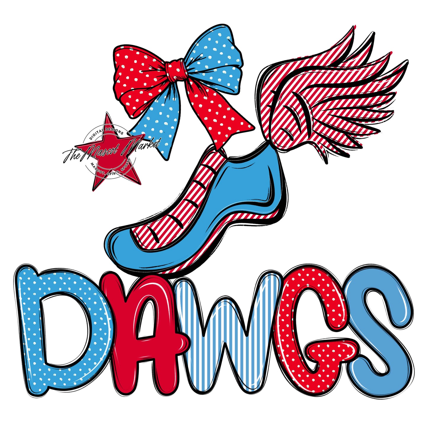 Dawgs Track Spirit Design-Carolina Blue & Red