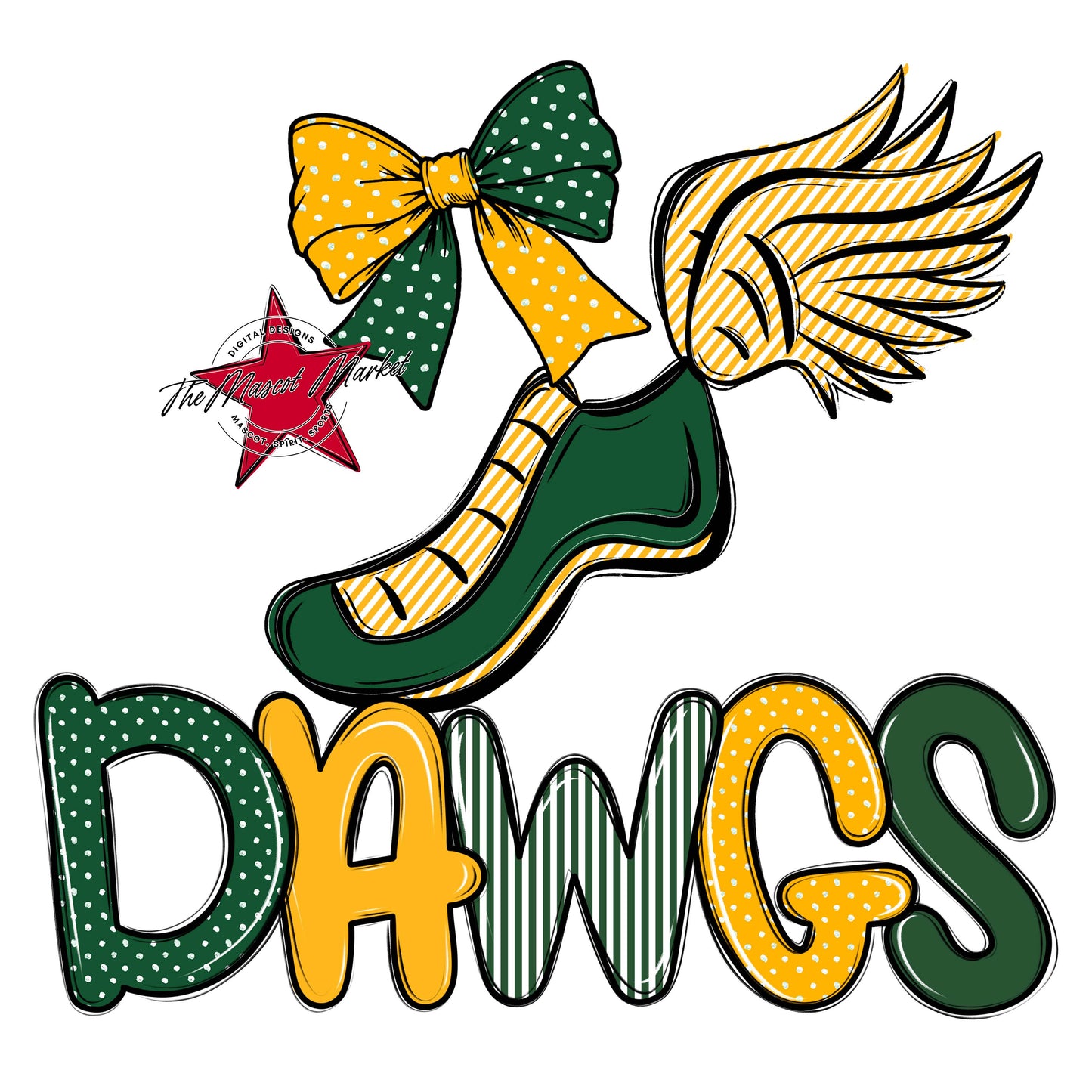 Dawgs Track Spirit Design-Green & Yellow