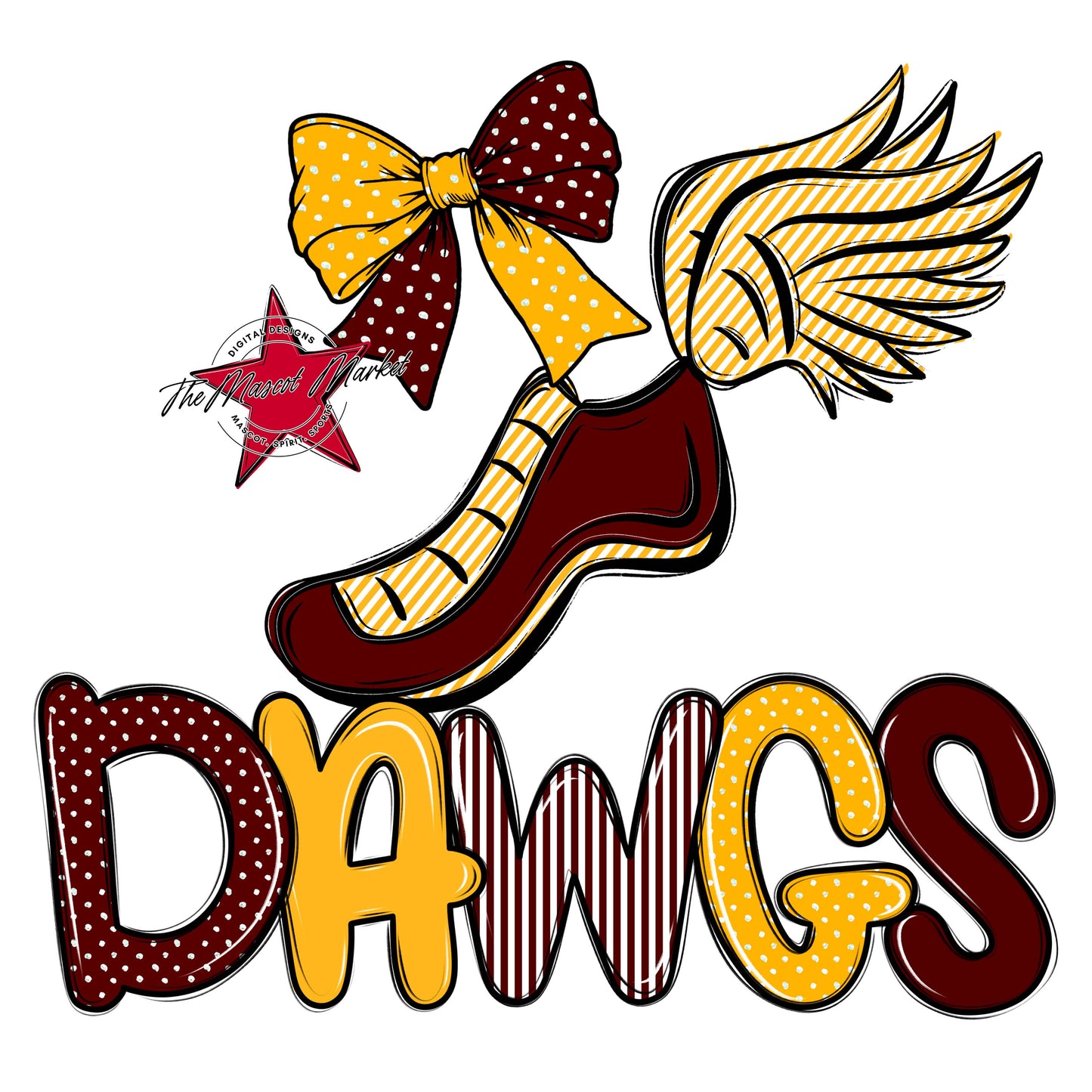 Dawgs Track Spirit Design-Maroon & Yellow