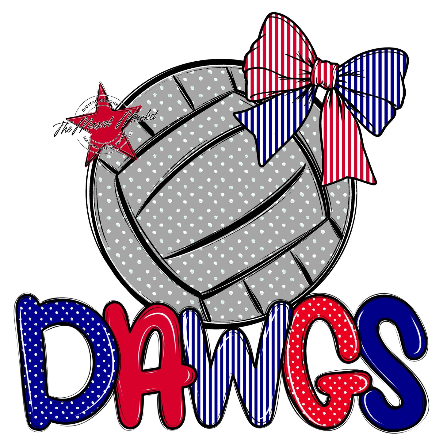 Dawgs Volleyball Spirit Design-Blue & Red