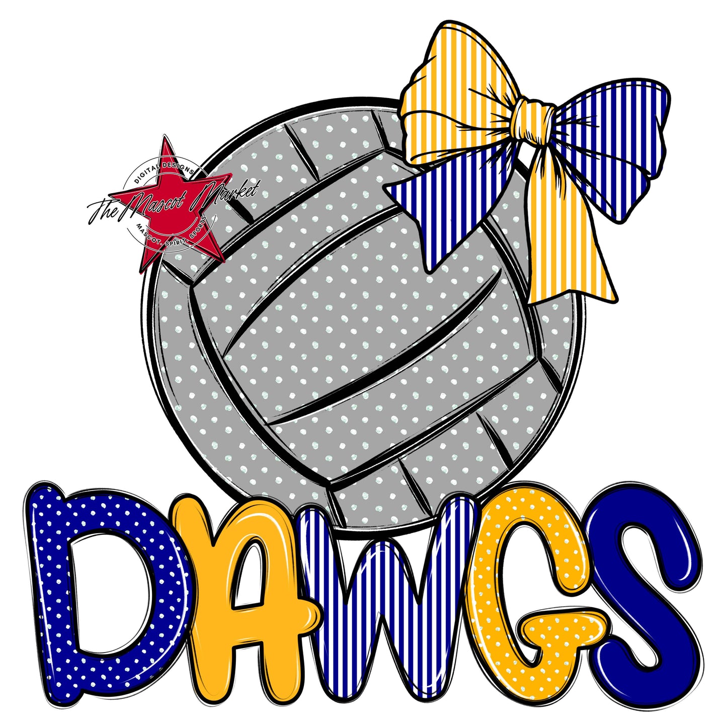 Dawgs Volleyball Spirit Design-Blue & Yellow