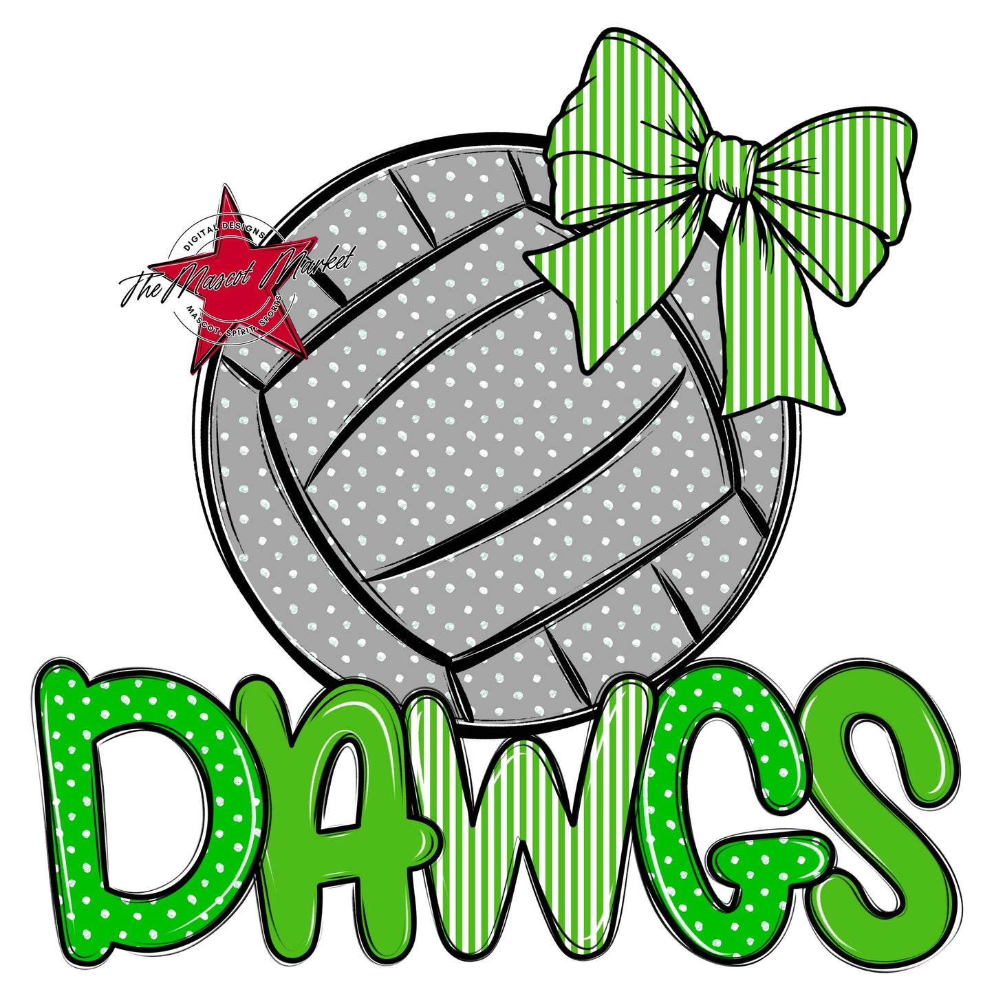 Dawgs Volleyball Spirit Design-Bright Green