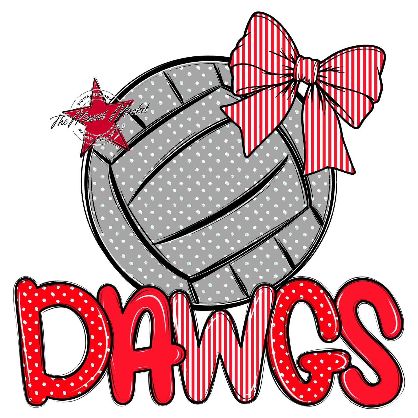 Dawgs Volleyball Spirit Design-Bright Red