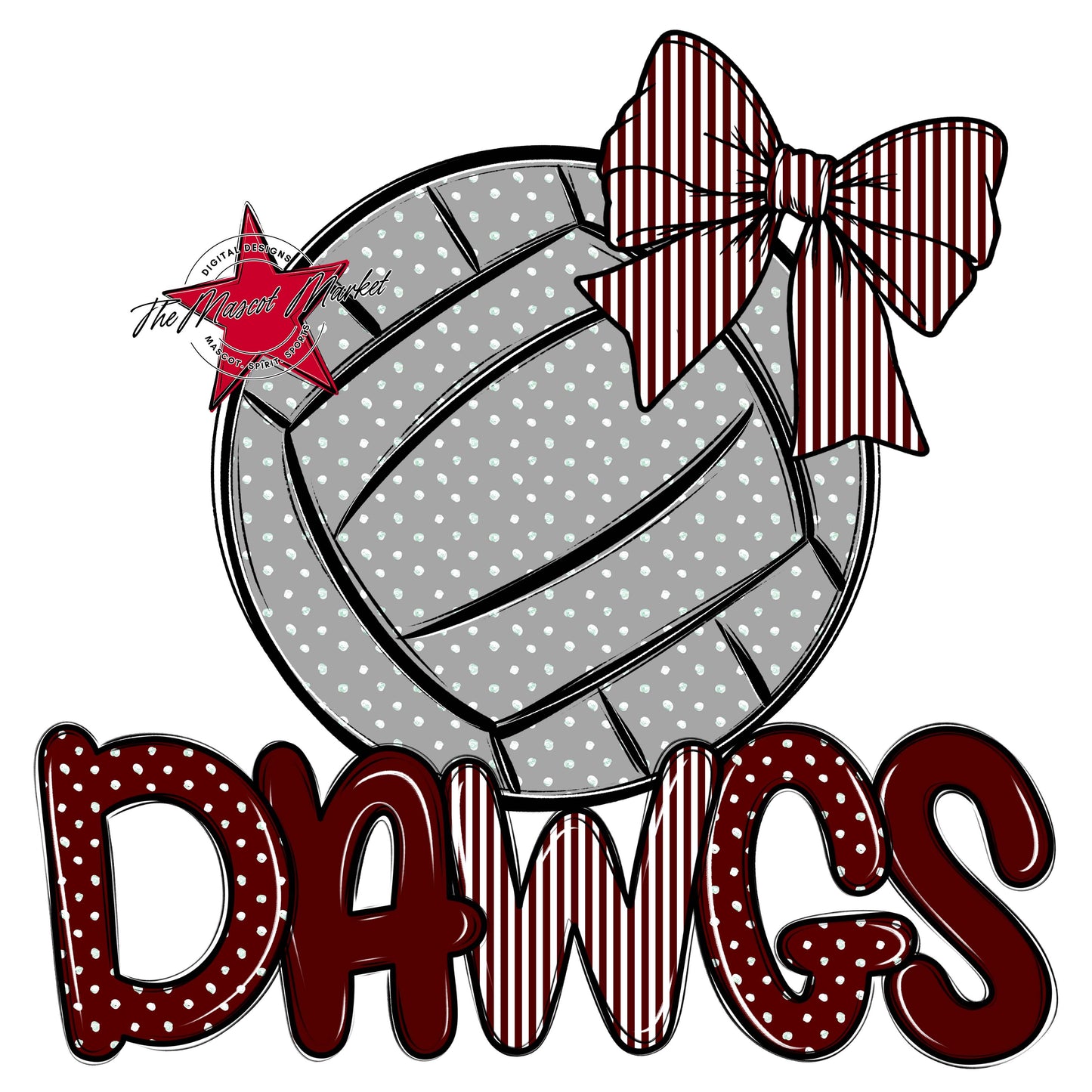 Dawgs Volleyball Spirit Design-Maroon