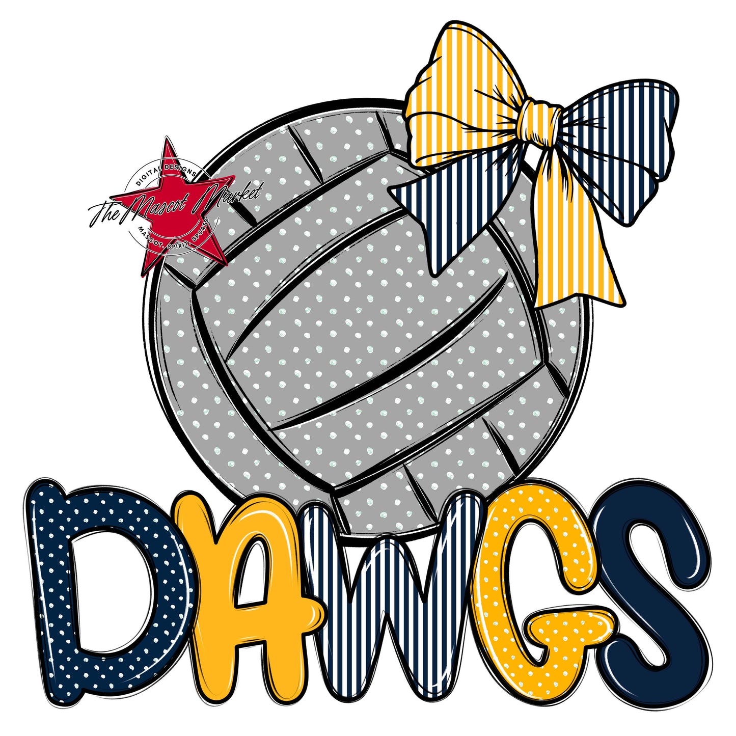 Dawgs Volleyball Spirit Design-Navy & Yellow