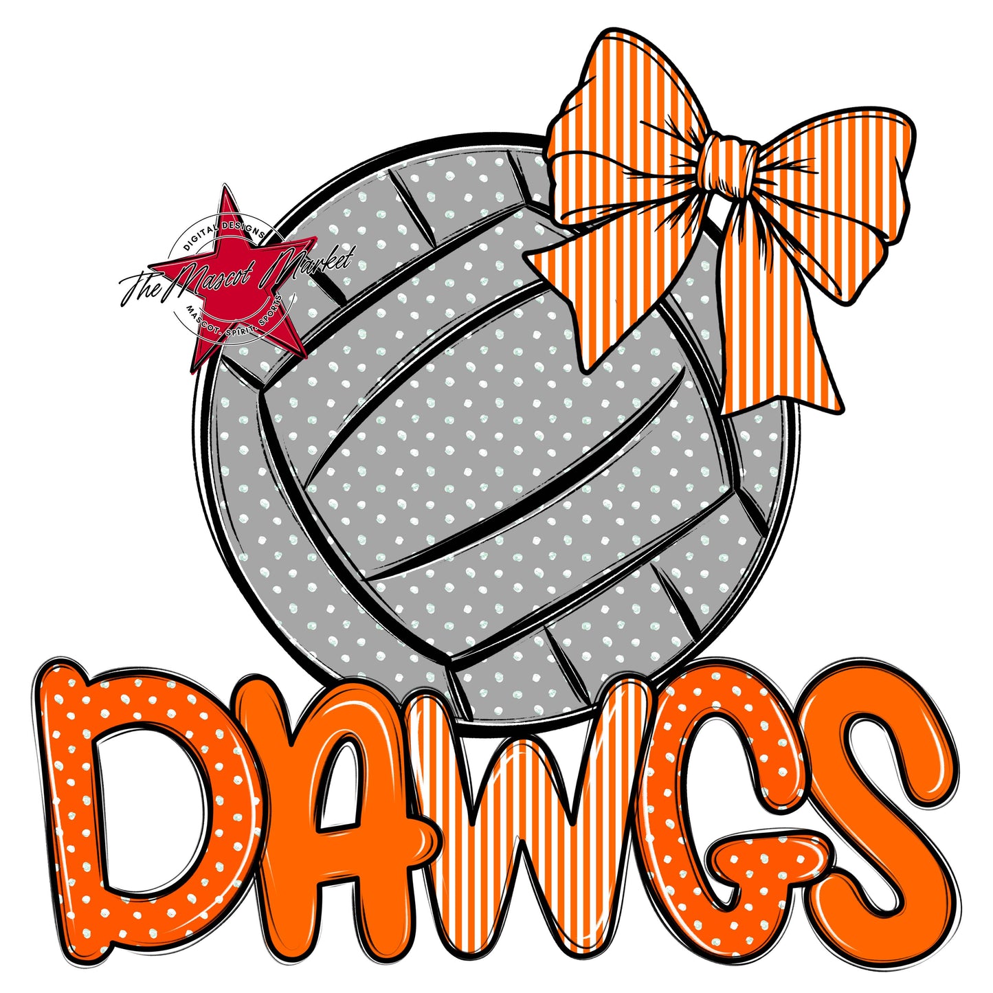 Dawgs Volleyball Spirit Design-Orange