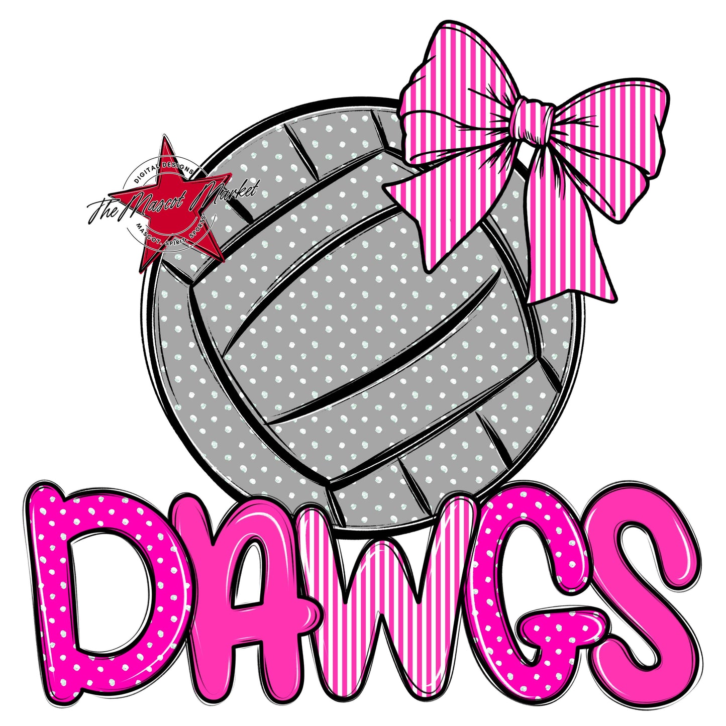 Dawgs Volleyball Spirit Design-Pink