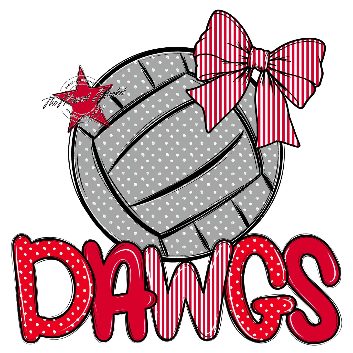 Dawgs Volleyball Spirit Design-Red