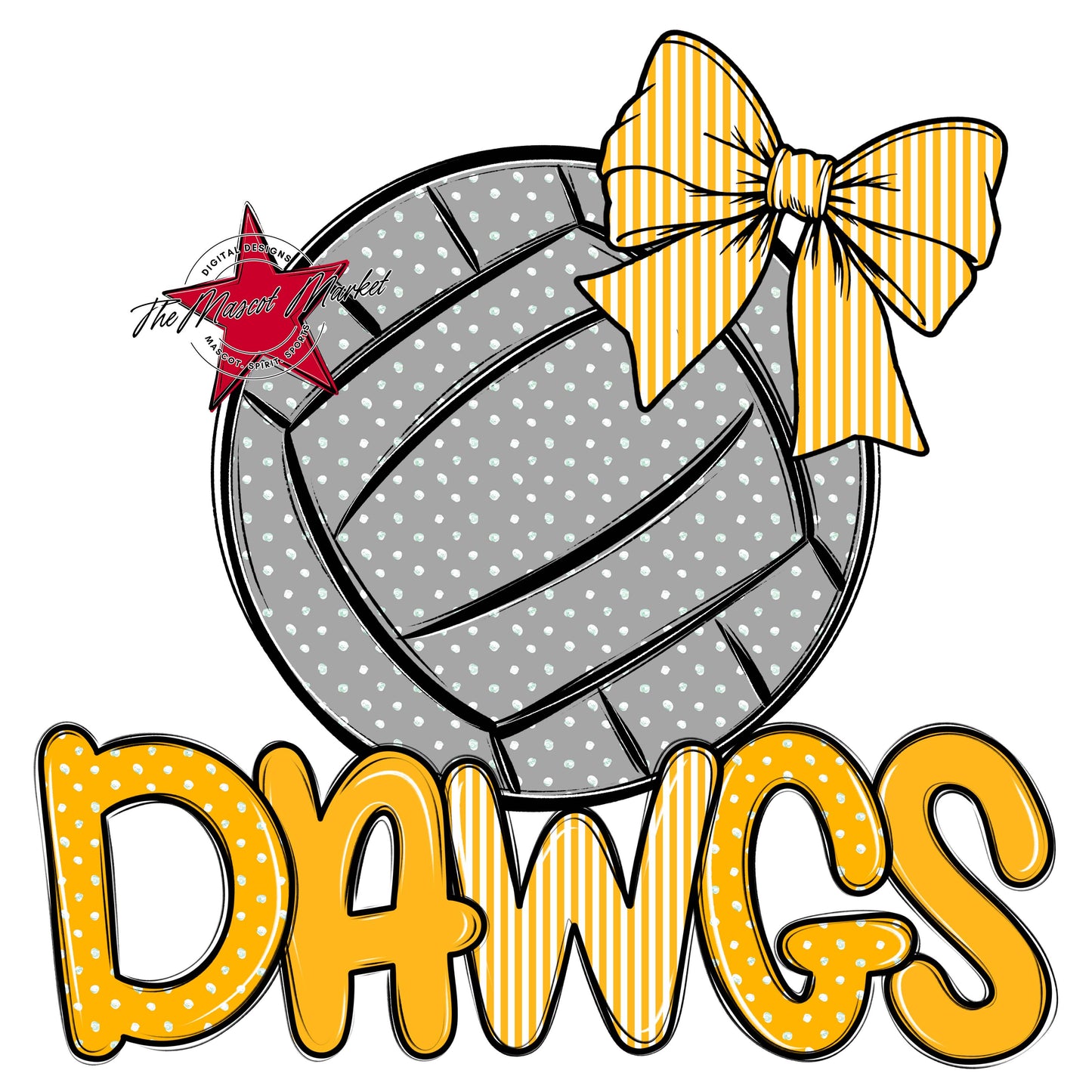 Dawgs Volleyball Spirit Design-Yellow