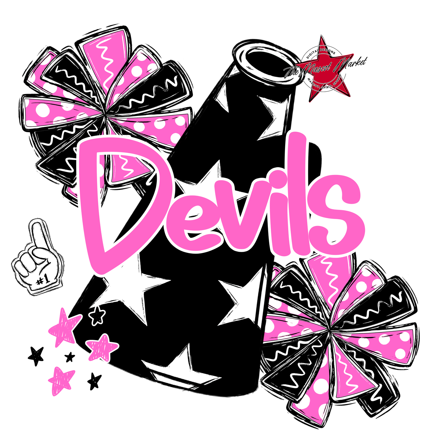 Devils Alpha Megaphone Design-Baby Pink