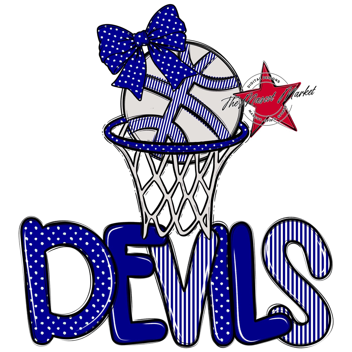 Devils Basketball Spirit Design-Blue