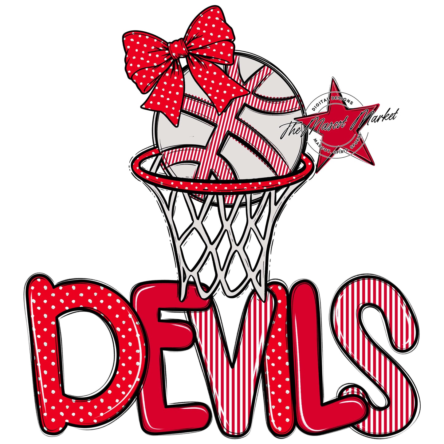 Devils Basketball Spirit Design-Red